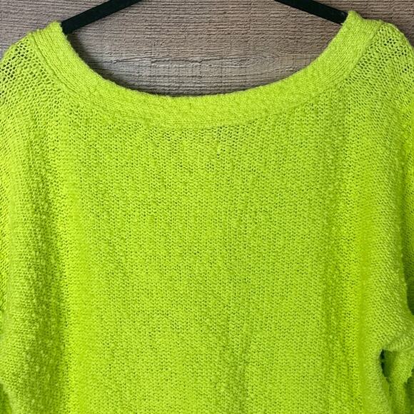 Pilcro Anthropologie Textured V-Neck Sweater Bright Lime Yellow Size Medium - Picture 8 of 10